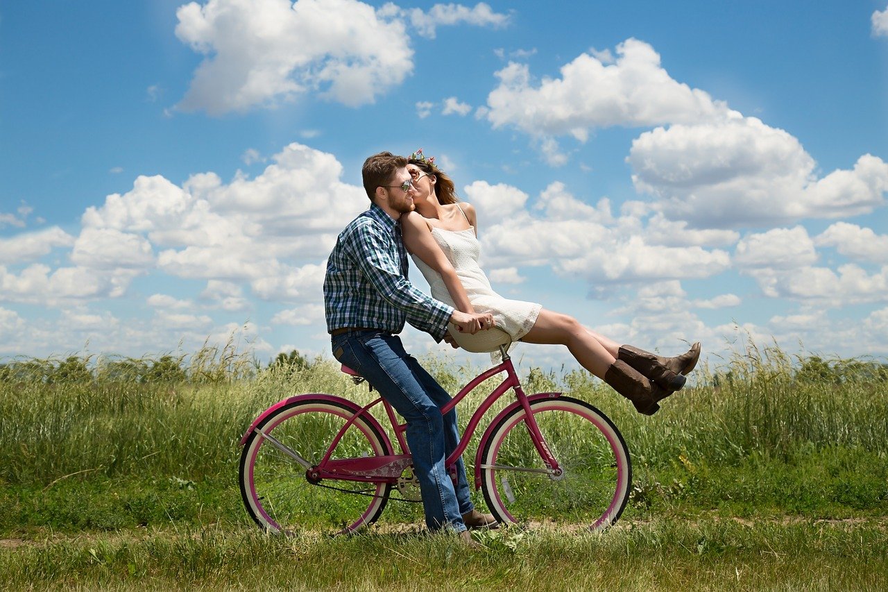 Couple Romance Bike Bicycle Meadow  - 3194556 / Pixabay